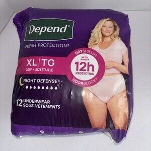 Depend Night Defense Overnight Incontinence Underwear XL/TG 12 Ct